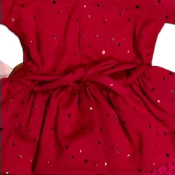 Pink long sleeve dress with silver dots & bow, 6-9 months - Picture 5 of 7